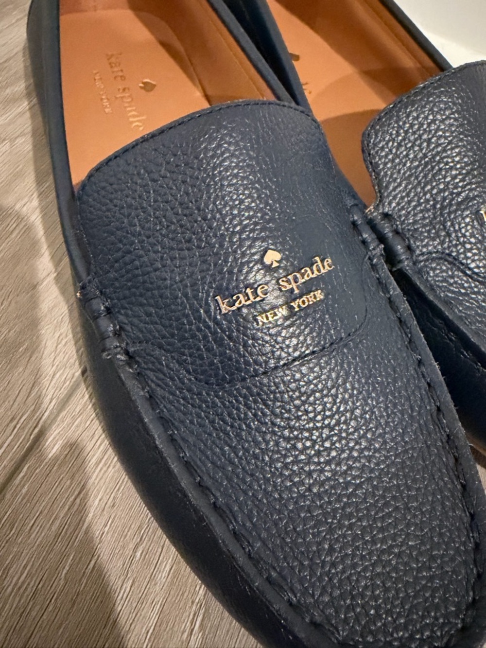 KATE SPADE BRIAR LOAFER SHOES SIZE 9 NAVY LEATHER NEW! - Picture 4 of 5